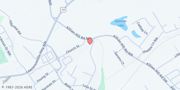 Map showing Salem Missionary Baptist Church at 4700 Church St NW, Lilburn, GA