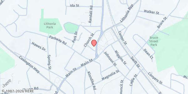 Map showing Exousia Lighthouse Christian Ministries at 2562 Bond St., Lithonia, GA