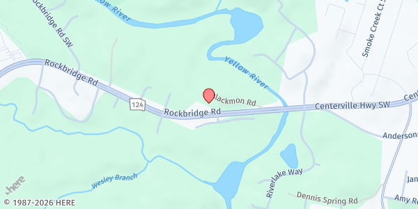 Map showing New Bethel A.M.E. Church at 8350 Rockbridge Road Southwest, Lithonia, GA