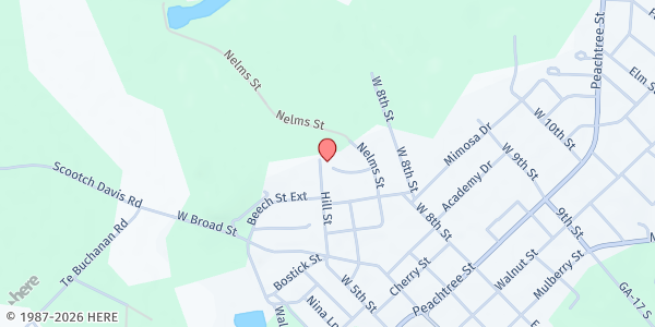 Map showing Louisville Community Food Pantry at 718 W. Nelms St., Louisville, GA