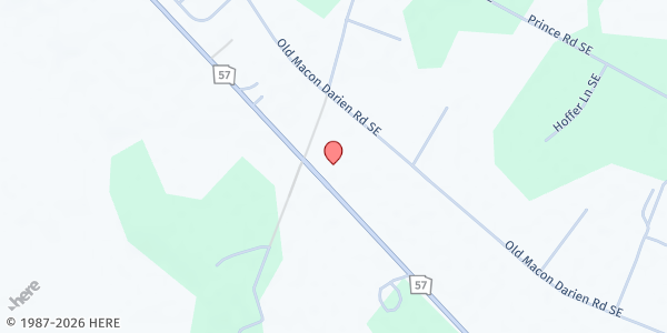 Map showing A New Beginning Church FP at 2047 Georgia Hwy 57, Ludowici, GA