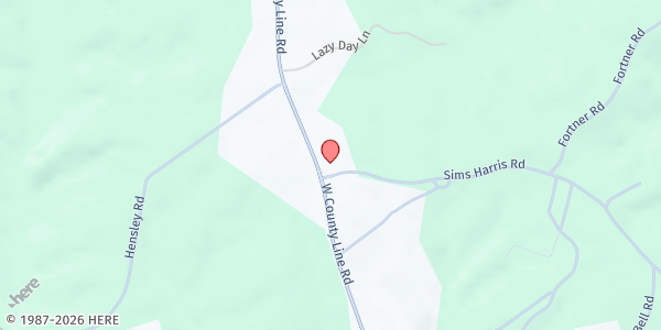 Map showing Liberty Church Lula - Loaves and Fishes Food Pantry at 7439 W. County Line Rd., Lula, GA