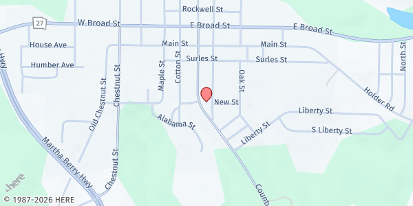 Map showing Ebenezer Baptist Church at 284 M.L.K. Jr Dr., Lumpkin, GA