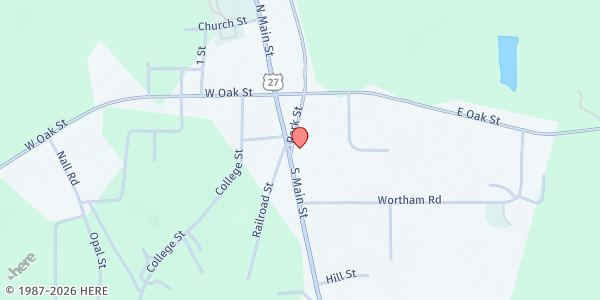 Map showing Luthersville Baptist Church at 30 Park St., Luthersville, GA