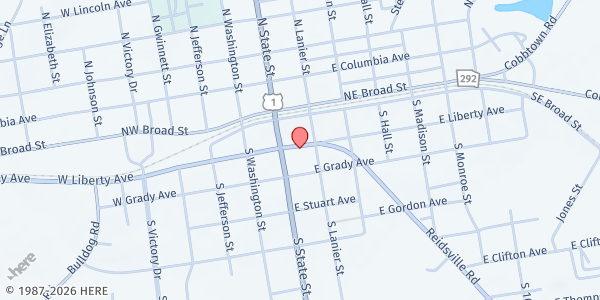 Map showing His Works Ministry at 120 East Liberty Avenue, Lyons, GA