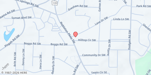 Map showing Family Life Restoration Center at 6105 Mableton Parkway Southwest, Mableton, GA