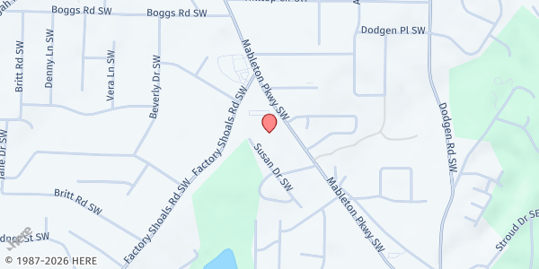 Map showing Family Life Restoration Center Inc. at 6105 Mableton Pkwy SW, Mableton, GA