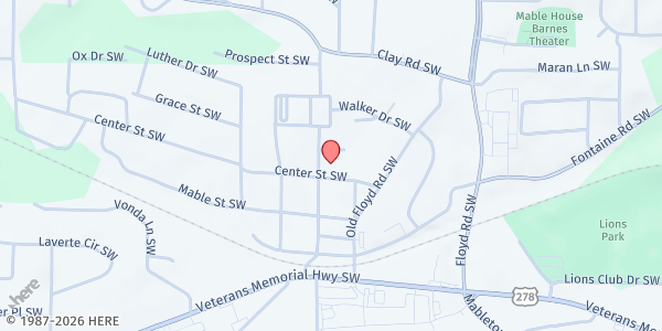 Map showing First Baptist Church of Mableton at 5385 Church Street Southwest, Mableton, GA