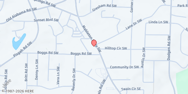 Map showing H.O.P.E. Family Resource Center at 6108 Mableton Pkwy. SW, Mableton, GA