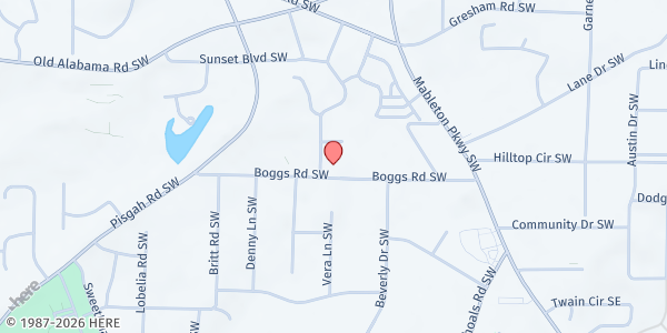 Map showing Salem SDA Church at 674 Boggs Road, Mableton, GA