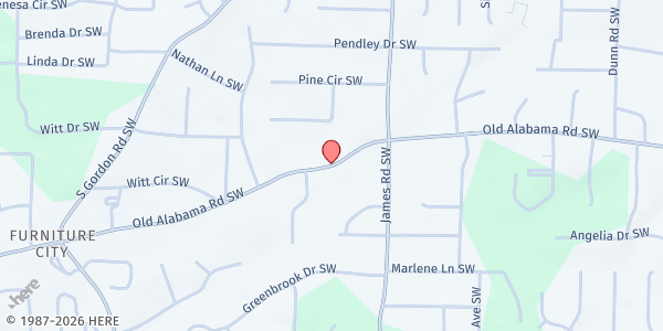 Map showing Sweetwater Mission @ Friendship Baptist Church at 1880 Old Alabama Road Southwest, Mableton, GA