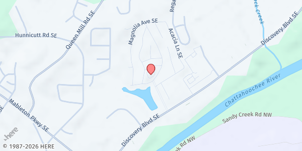 Map showing Sweetwater Mission @ The Waverly Mobile Homes at 100 Plantation Hill Road Southeast, Mableton, GA