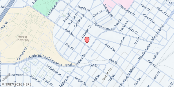 Map showing Ash Street Church of God in Christ at 841 Ash Street, Macon, GA