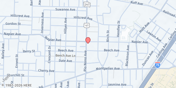 Map showing Bold As A Lion Word of Faith Training Center at 2590 Napier Avenue, Macon, GA