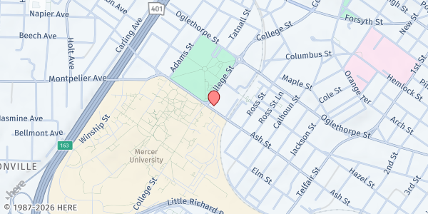 Map showing Centenary UMC at 1290 College St., Macon, GA