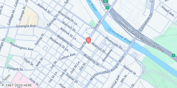 Map showing Christ Church - Jones Chapel at 582 Walnut St., Macon, GA