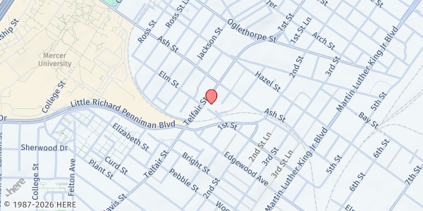 Map showing Ebenezer Missionary Baptist Church at 777 Elm Street, Macon, GA