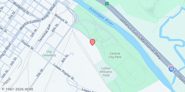 Map showing Elaine H. Lucas Senior Center at 132 Willie Smokie Glover Dr., Macon, GA