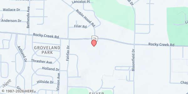 Map showing Fall Line Church / Harvest Cathedral at 2254 Rocky Creek Rd., Macon, GA