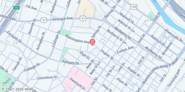 Map showing First Baptist Church of Christ at 511 High Place, Macon, GA