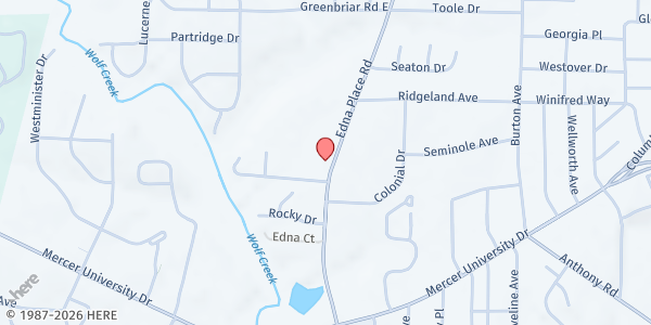 Map showing Grace Baptist Church at 1571 Edna Place, Macon, GA