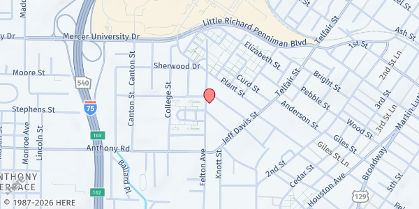 Map showing Greater Little Rock Baptist Church at 2046 Felton Avenue, Macon, GA
