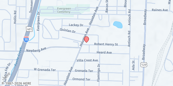 Map showing Greater New Corinth Baptist Church Inc at 687 Robert Henry Street, Macon, GA