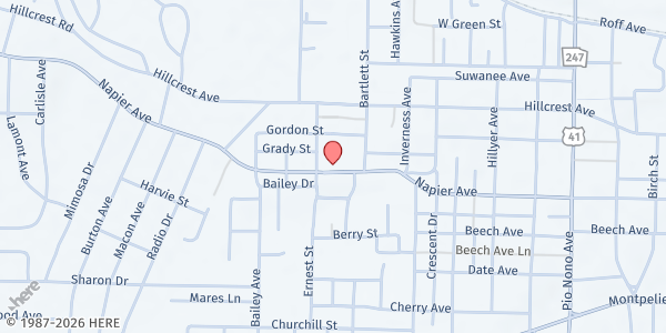 Map showing Jericho Road Ministry Inc. at 2951 Napier Avenue, Macon, GA