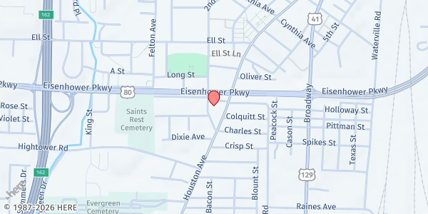 Map showing Macedonia Missionary Church at 600 Eisenhower Parkway, Macon, GA