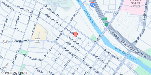 Map showing Melanated Community Stimulation Project, Inc. at 152 New St., Macon, GA