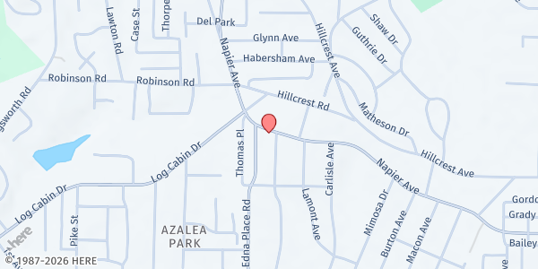 Map showing Mid-State Baptist Association at 3396 Napier Avenue, Macon, GA