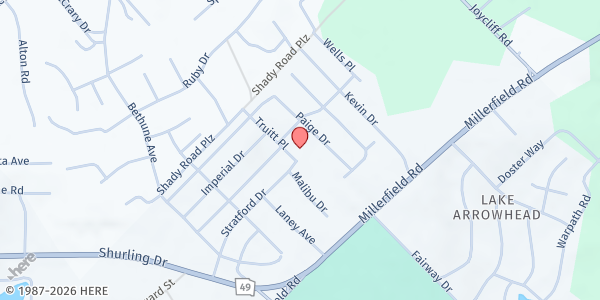 Map showing New Griswoldville Baptist Church at 3003 Truitt Pl., Macon, GA