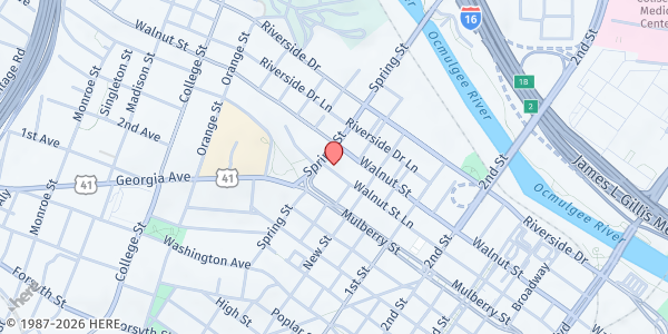 Map showing Raising That Bar, Inc - Macon at 242 Spring Street, Macon, GA