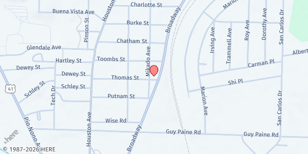Map showing Redeem Christian Church of God at 4395 Broadway, Macon, GA