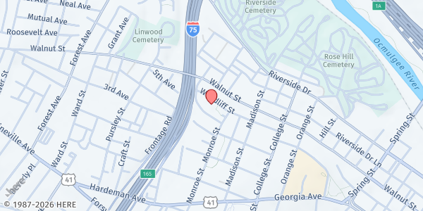 Map showing St. Mary's Baptist Church at 1456 Woodliff Street, Macon, GA