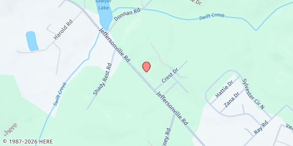 Map showing Swift Creek Baptist Church at 4354 Jeffersonville Road, Macon, GA