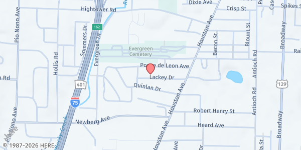 Map showing Tabernacle of Prayer Christian Fellowship at 863 Lackey Drive, Macon, GA