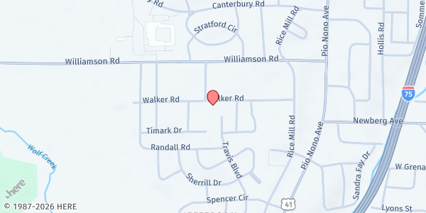 Map showing Trinity Foundation of Middle Georgia at 1648 Walker Road, Macon, GA