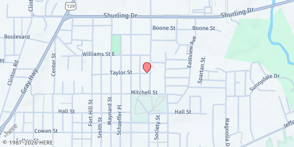 Map showing Union Baptist Church of Macon at 1137 Kitchens St., Macon, GA