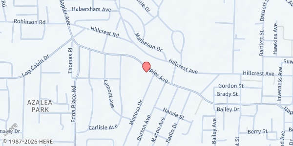 Map showing Universal Light Christian Center at 3220 Napier Ave., Macon, GA