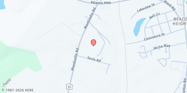 Map showing Morgan Madison The Caring Place at 1140 Monticello Rd, Madison, GA