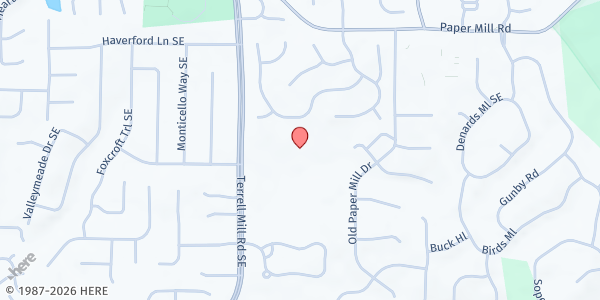 Map showing Brumby Elementary School at 815 Terrell Mill Road Southeast, Marietta, GA