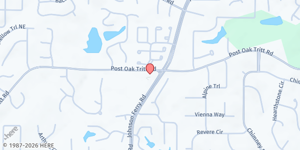 Map showing Chestnut Ridge Christian Church at 2663 Johnson Ferry Rd., Marietta, GA