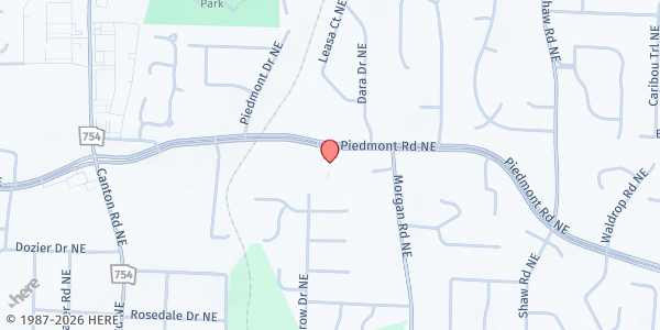 Map showing Crossview Church - Storehouse Ministries at 1100 Piedmont Rd., Marietta, GA