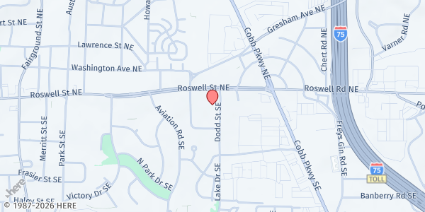 Map showing Ilounge Restaurant, Atlanta - BOA at 40 Dodd Street Southeast, Marietta, GA