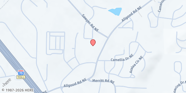 Map showing Life Learning Community Center at 1083 Allgood Road Northeast, Marietta, GA