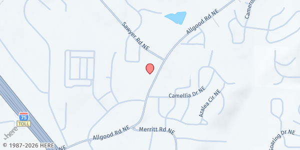 Map showing Life Learning Community Center at 1083 Allgood Road Northeast, Marietta, GA