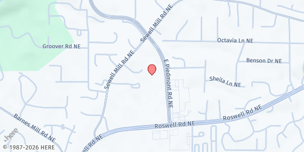 Map showing McCleskey-East Cobb Hunger Relief Program at 1055 E. Piedmont Rd., Marietta, GA