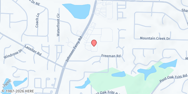 Map showing McCleskey-East Cobb YMCA at 3010 Johnson Ferry Road, Marietta, GA