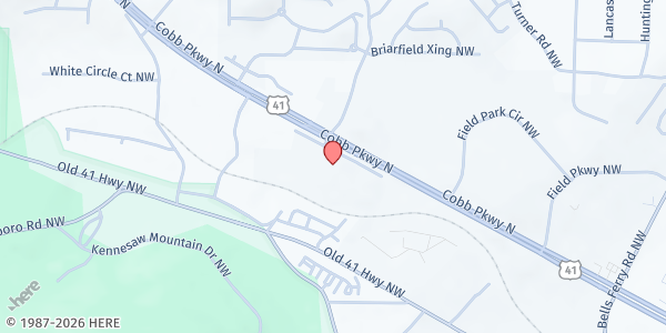 Map showing MUST Marietta Client Services at 1260 Cobb Parkway Northwest, Marietta, GA